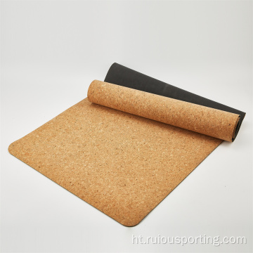 Wholesale epè ekolojik cork yoga mat pou fè egzèsis